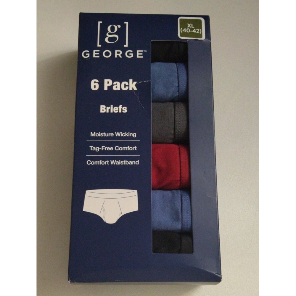 George 6 Pack Boxer Briefs Mens XL (40-42) 95% Cotton Tag Free  Comfort New